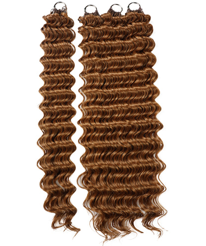 LUXLUXE Deep Wave Synthetic Crochet Hair Extensions – Available in 14"  78g 18" 100g & 22" 120g Pre Separated 100 Strands Feather Hairpiece