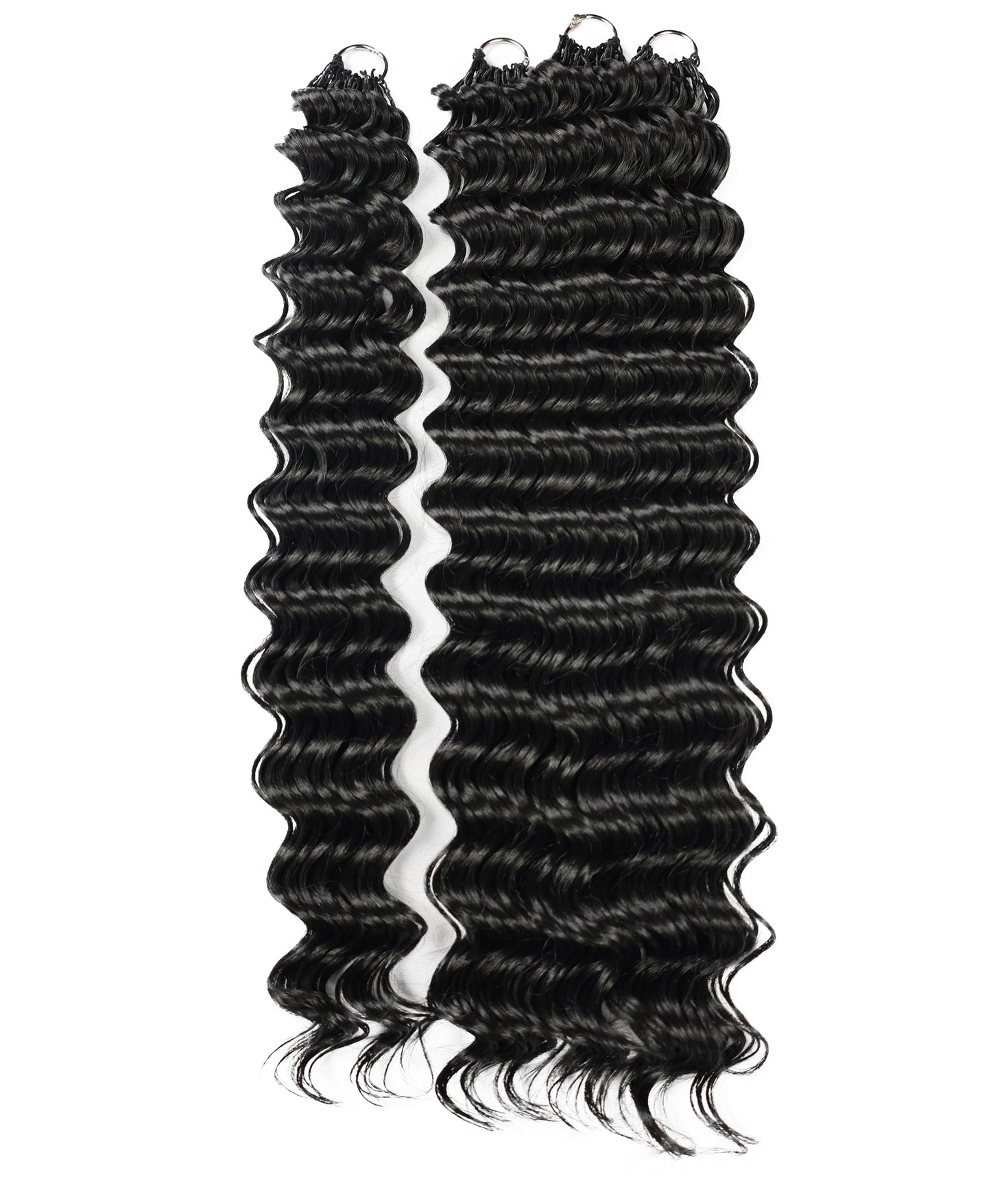 LUXLUXE Deep Wave Synthetic Crochet Hair Extensions – Available in 14"  78g 18" 100g & 22" 120g Pre Separated 100 Strands Feather Hairpiece