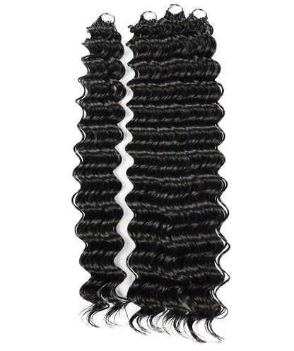 LUXLUXE Deep Wave Synthetic Crochet Hair Extensions – Available in 14"  78g 18" 100g & 22" 120g Pre Separated 100 Strands Feather Hairpiece