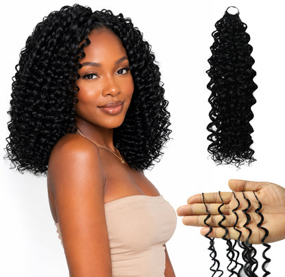 LUXLUXE Water Curl Synthetic Crochet Hair Extensions – Available in 14"  78g 18" 100g & 22" 120g Pre Separated 100 Strands Feather Hairpiece for Natural Bouncy Curls