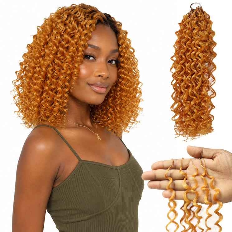 LUXLUXE Water Curl Synthetic Crochet Hair Extensions – Available in 14"  78g 18" 100g & 22" 120g Pre Separated 100 Strands Feather Hairpiece for Natural Bouncy Curls