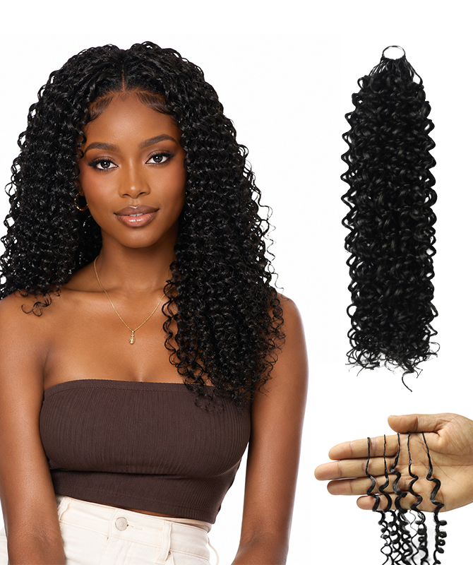 LUXLUXE Water Curl Synthetic Crochet Hair Extensions – Available in 14"  78g 18" 100g & 22" 120g Pre Separated 100 Strands Feather Hairpiece for Natural Bouncy Curls