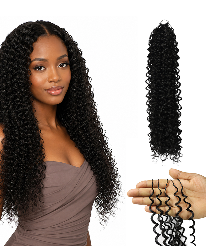 LUXLUXE Water Curl Synthetic Crochet Hair Extensions – Available in 14"  78g 18" 100g & 22" 120g Pre Separated 100 Strands Feather Hairpiece for Natural Bouncy Curls