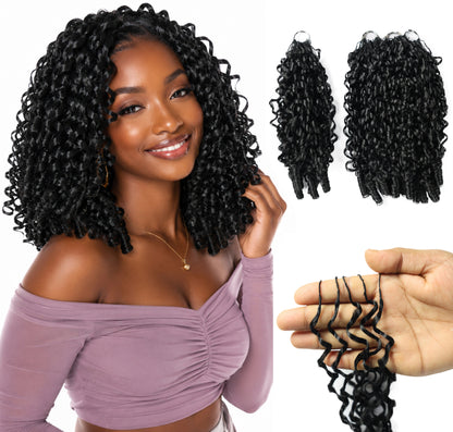 LUXLUXE Burmese Synthetic Crochet Hair Extensions – 14" 85g, 18" 110g, 22" 132g Pre Separated 100 Strands Feather Hairpiece for Soft Curly Protective Styles