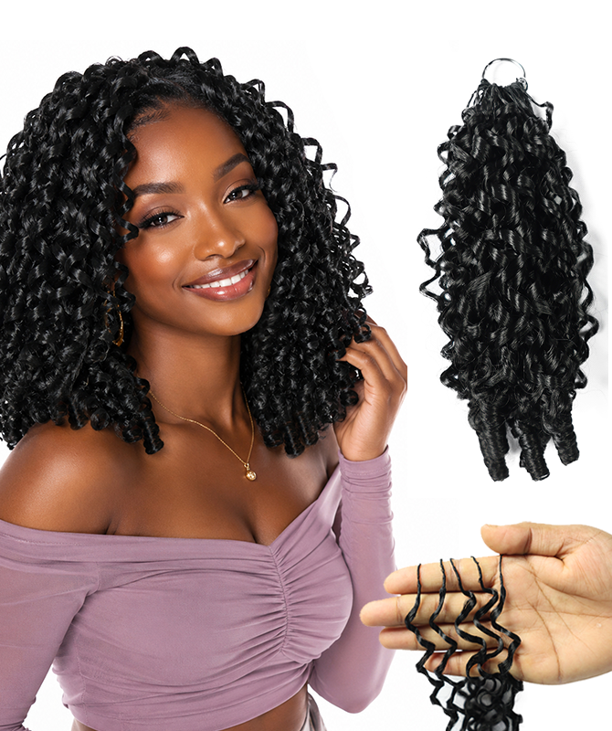LUXLUXE Burmese Synthetic Crochet Hair Extensions – 14" 78g, 18" 100g, 22" 120g Pre Separated 100 Strands Feather Hairpiece for Soft Curly Protective Styles