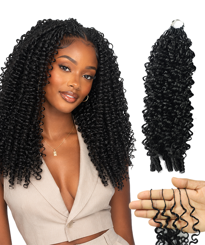 LUXLUXE Burmese Synthetic Crochet Hair Extensions – 14" 78g, 18" 100g, 22" 120g Pre Separated 100 Strands Feather Hairpiece for Soft Curly Protective Styles