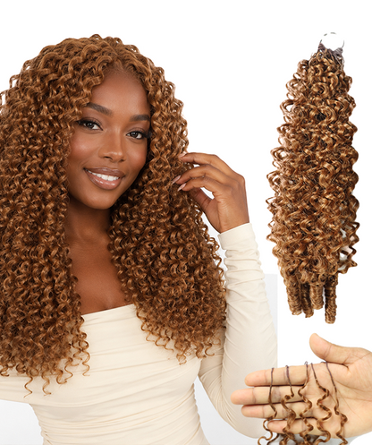 LUXLUXE Burmese Synthetic Crochet Hair Extensions – 14" 78g, 18" 100g, 22" 120g Pre Separated 100 Strands Feather Hairpiece for Soft Curly Protective Styles