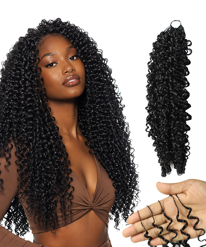 LUXLUXE Burmese Synthetic Crochet Hair Extensions – 14" 78g, 18" 100g, 22" 120g Pre Separated 100 Strands Feather Hairpiece for Soft Curly Protective Styles