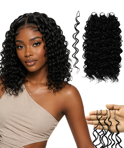 LUXLUXE Hawaiian Synthetic Crochet Hair Extensions – 14" 78g, 18" 100g, 22" 120g  Pre Separated 100 Strands Feather Hairpiece for Curly Protective Styles