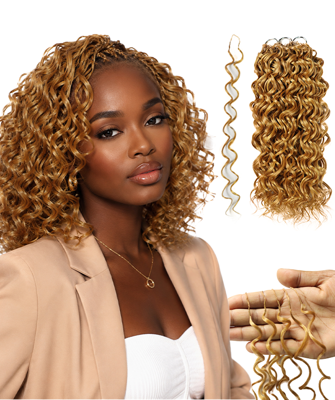 LUXLUXE Hawaiian Synthetic Crochet Hair Extensions – 14" 78g, 18" 100g, 22" 120g  Pre Separated 100 Strands Feather Hairpiece for Curly Protective Styles
