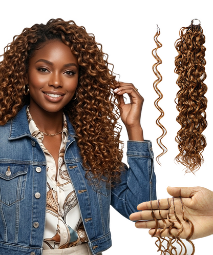 LUXLUXE Hawaiian Synthetic Crochet Hair Extensions – 14" 78g, 18" 100g, 22" 120g  Pre Separated 100 Strands Feather Hairpiece for Curly Protective Styles
