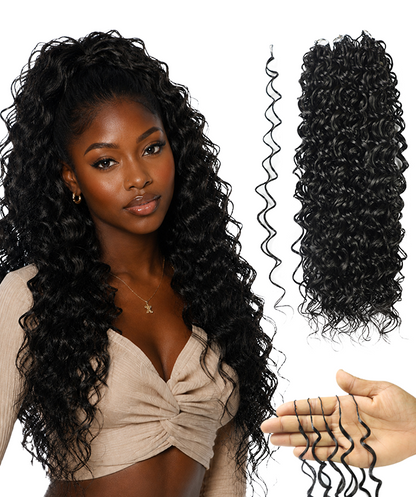 LUXLUXE Hawaiian Synthetic Crochet Hair Extensions – 14" 78g, 18" 100g, 22" 120g  Pre Separated 100 Strands Feather Hairpiece for Curly Protective Styles