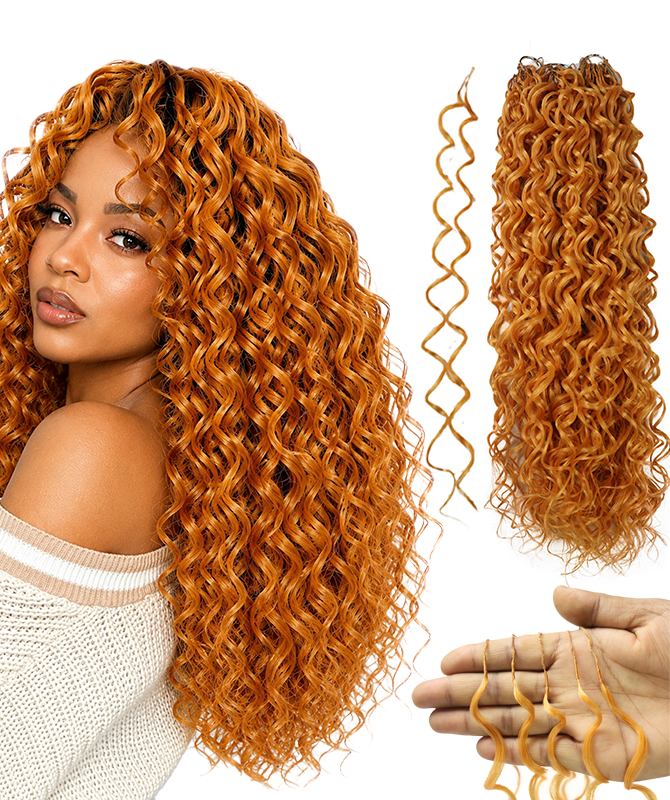 LUXLUXE Hawaiian Synthetic Crochet Hair Extensions – 14" 78g, 18" 100g, 22" 120g  Pre Separated 100 Strands Feather Hairpiece for Curly Protective Styles