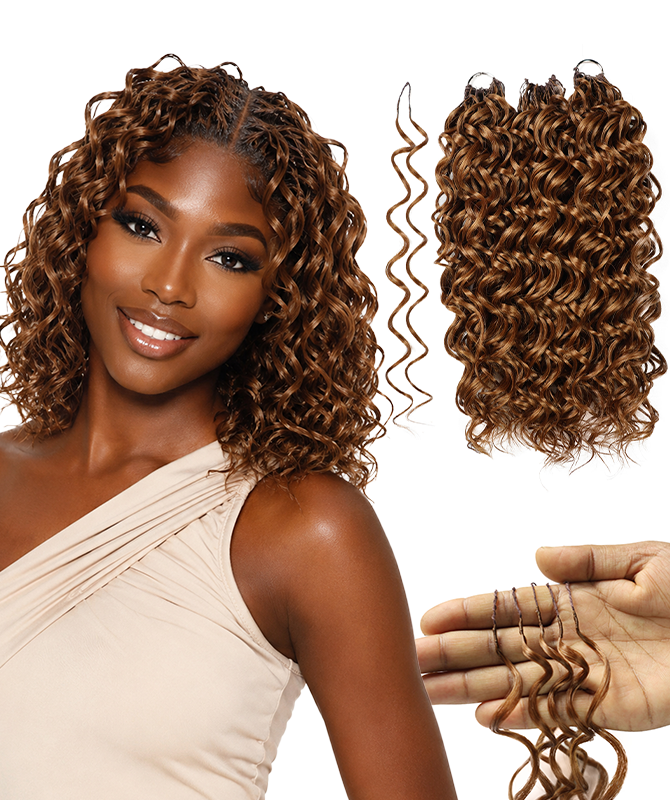 LUXLUXE Hawaiian Synthetic Crochet Hair Extensions – 14" 78g, 18" 100g, 22" 120g  Pre Separated 100 Strands Feather Hairpiece for Curly Protective Styles