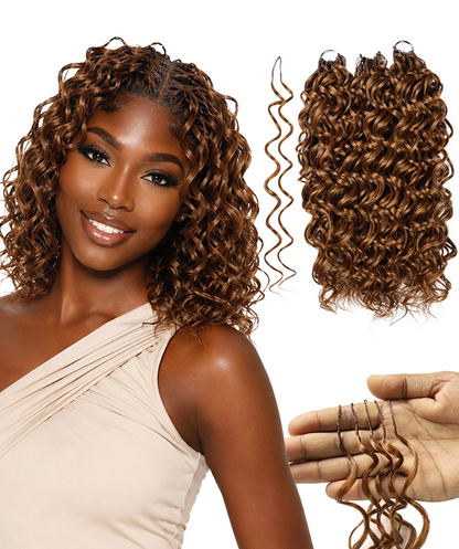 LUXLUXE Hawaiian Synthetic Crochet Hair Extensions – 14" 78g, 18" 100g, 22" 120g  Pre Separated 100 Strands Feather Hairpiece for Curly Protective Styles