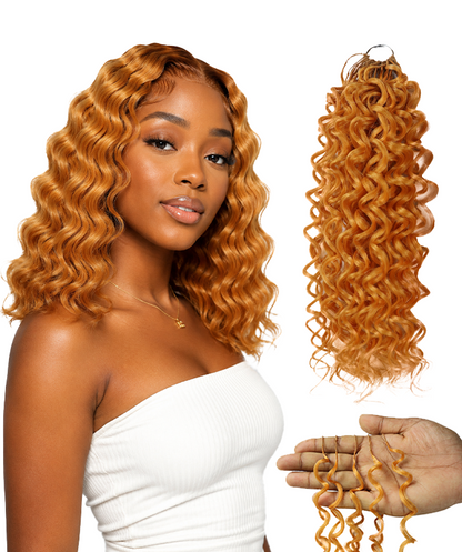 LUXLUXE Dominican Synthetic Crochet Hair Extensions – 14" 78g, 18" 100g, 22" 120g Pre Separated 100 Strands Feather Curly Hairpiece