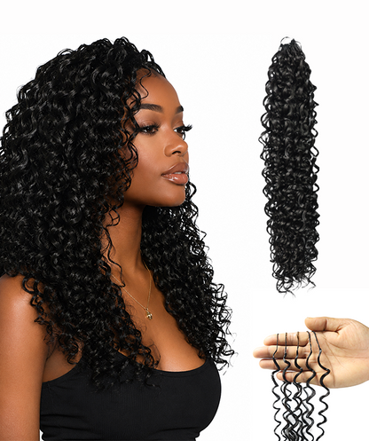 LUXLUXE Dominican Synthetic Crochet Hair Extensions – 14" 78g, 18" 100g, 22" 120g Pre Separated 100 Strands Feather Curly Hairpiece