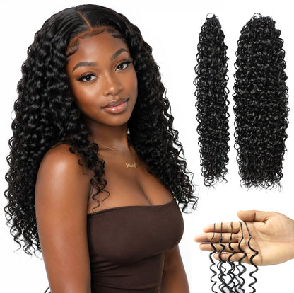 LUXLUXE Water Curl Synthetic Crochet Hair Extensions – Available in 14"  78g 18" 100g & 22" 120g Pre Separated 100 Strands Feather Hairpiece for Natural Bouncy Curls