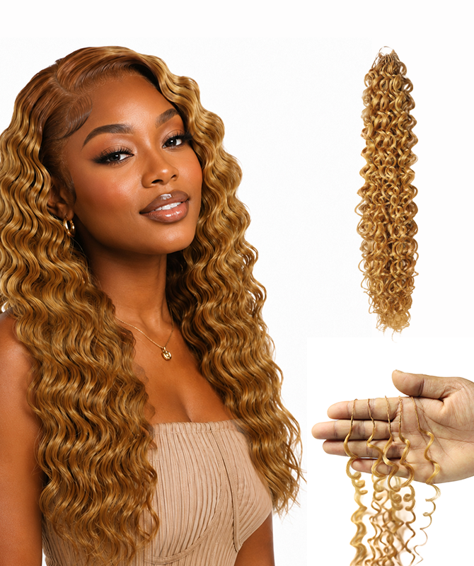 LUXLUXE Dominican Synthetic Crochet Hair Extensions – 14" 78g, 18" 100g, 22" 120g Pre Separated 100 Strands Feather Curly Hairpiece