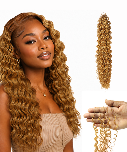 LUXLUXE Dominican Synthetic Crochet Hair Extensions – 14" 78g, 18" 100g, 22" 120g Pre Separated 100 Strands Feather Curly Hairpiece