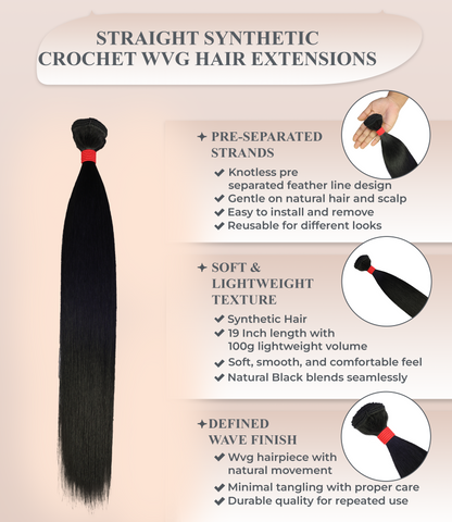 LUXLUXE Pre Stretched Braiding Straight Synthetic Hair Extension - 19 Inch 100g for Braided & Creative Hairstyles