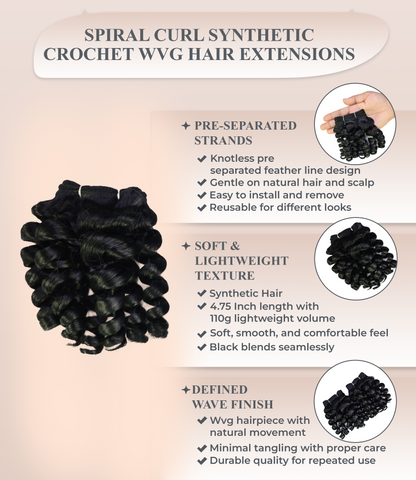 LUXLUXE Spiral Curl Synthetic Hair Extension - 4.75 Inch 110g Defined Curly Style for Versatile Hair Styling