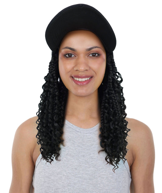 Atlas Curly 14 inch with Built-in Black Baseball Cap