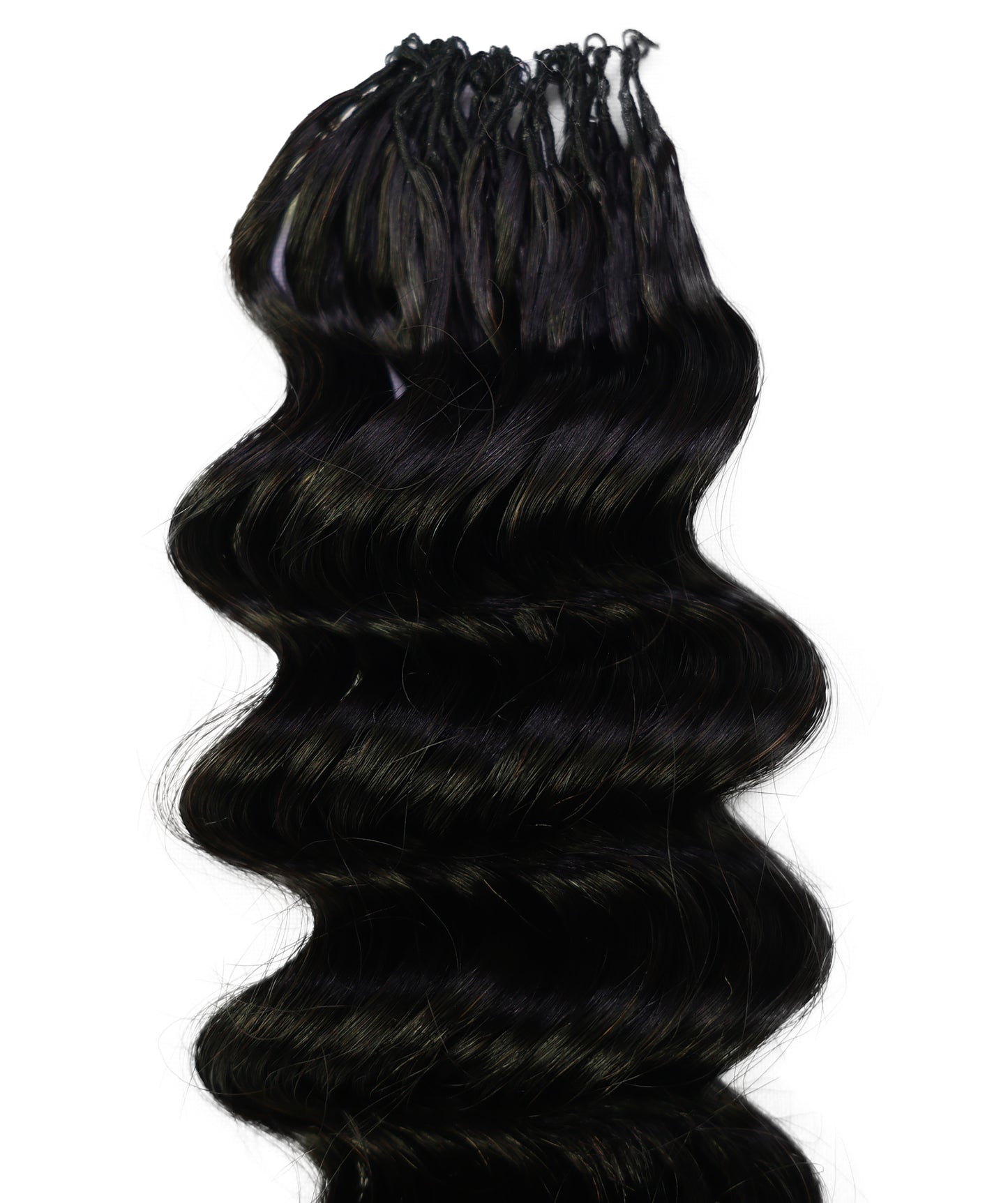 LUXLUXE Deep Wave Real Human Crochet Hair Extensions - Natural & Natural Black 18 & 16 & 14 Inch 50g Knotless Pre Separated Feather Wavy Hairpiece for Women