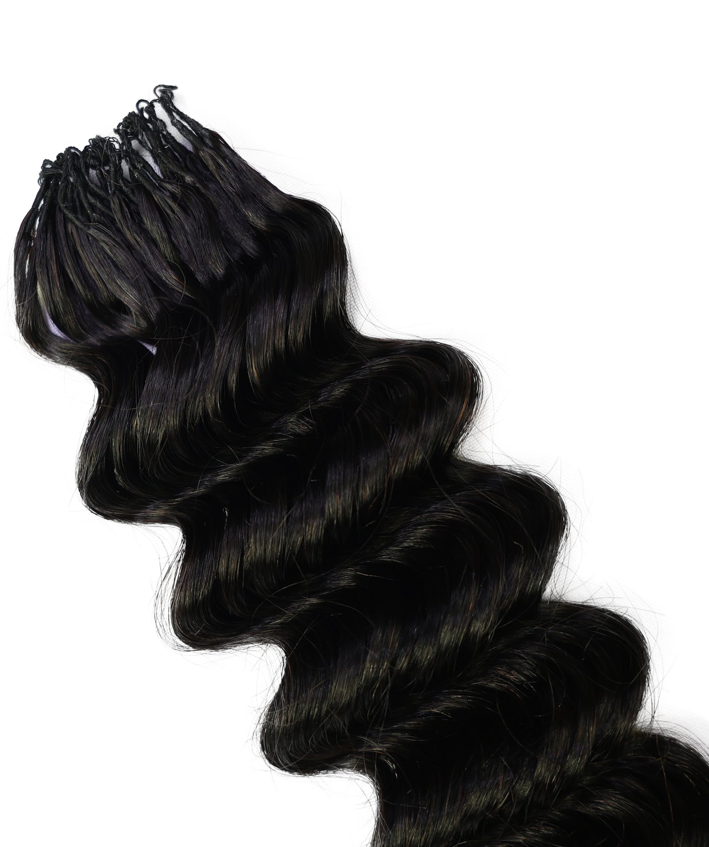 LUXLUXE Deep Wave Real Human Crochet Hair Extensions - Natural & Natural Black 18 & 16 & 14 Inch 50g Knotless Pre Separated Feather Wavy Hairpiece for Women