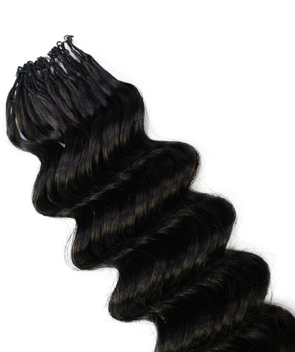 LUXLUXE Deep Wave Real Human Crochet Hair Extensions - Natural & Natural Black 18 & 16 & 14 Inch 50g Knotless Pre Separated Feather Wavy Hairpiece for Women