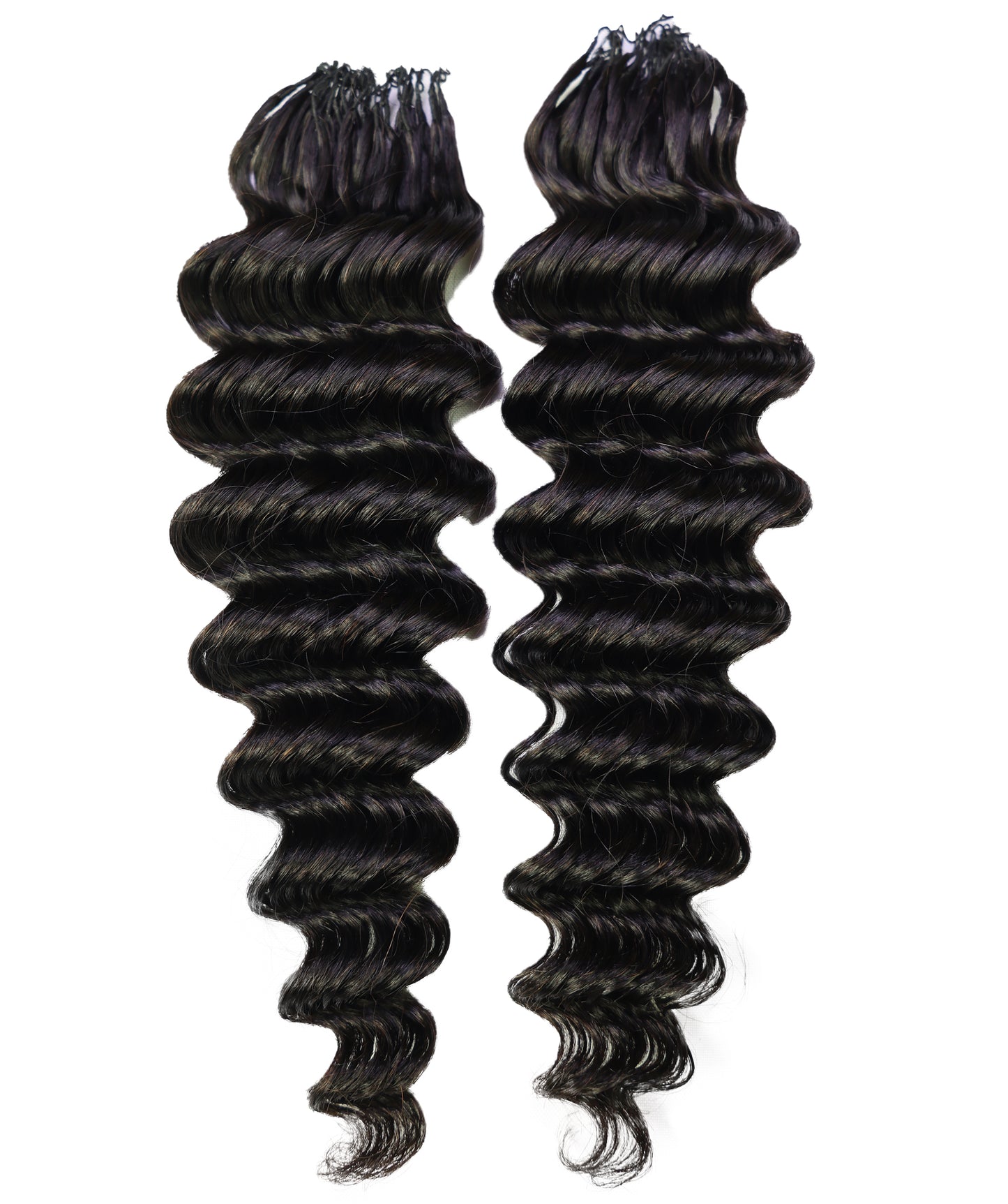 LUXLUXE Deep Wave Real Human Crochet Hair Extensions - Natural & Natural Black 18 & 16 & 14 Inch 50g Knotless Pre Separated Feather Wavy Hairpiece for Women