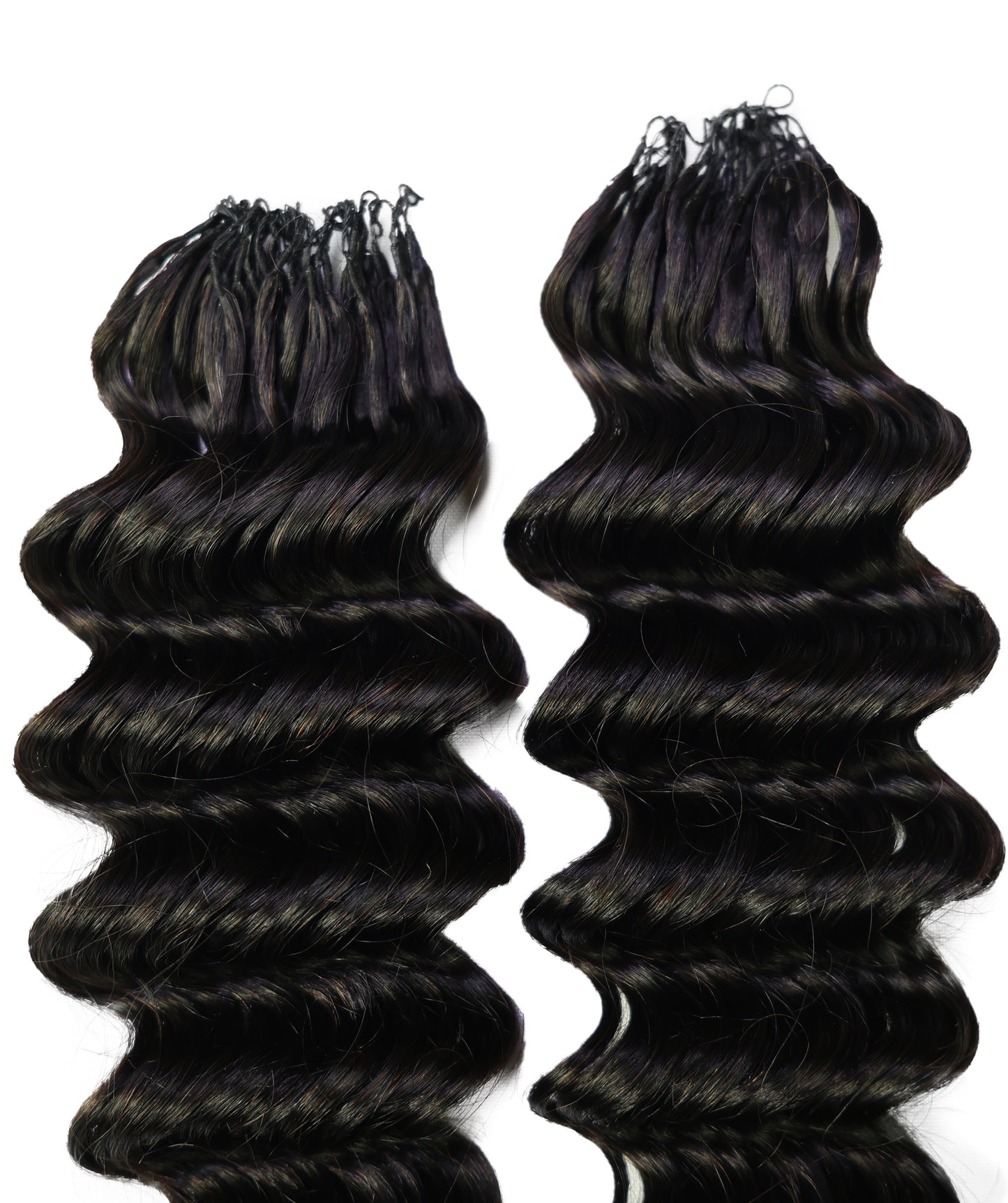 LUXLUXE Deep Wave Real Human Crochet Hair Extensions - Natural & Natural Black 18 & 16 & 14 Inch 50g Knotless Pre Separated Feather Wavy Hairpiece for Women