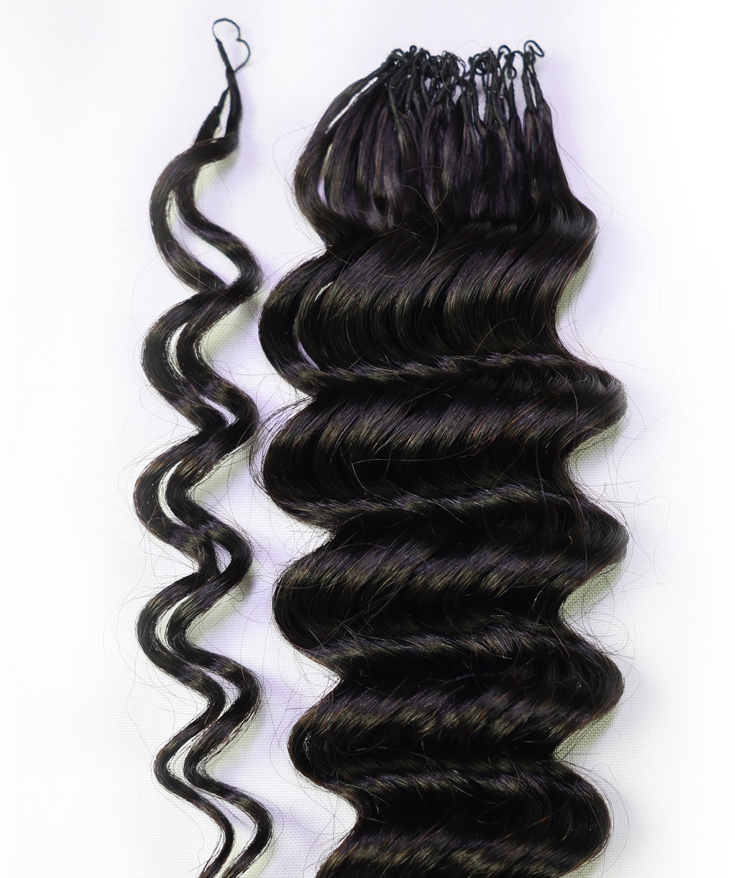 LUXLUXE Deep Wave Real Human Crochet Hair Extensions - Natural & Natural Black 18 & 16 & 14 Inch 50g Knotless Pre Separated Feather Wavy Hairpiece for Women