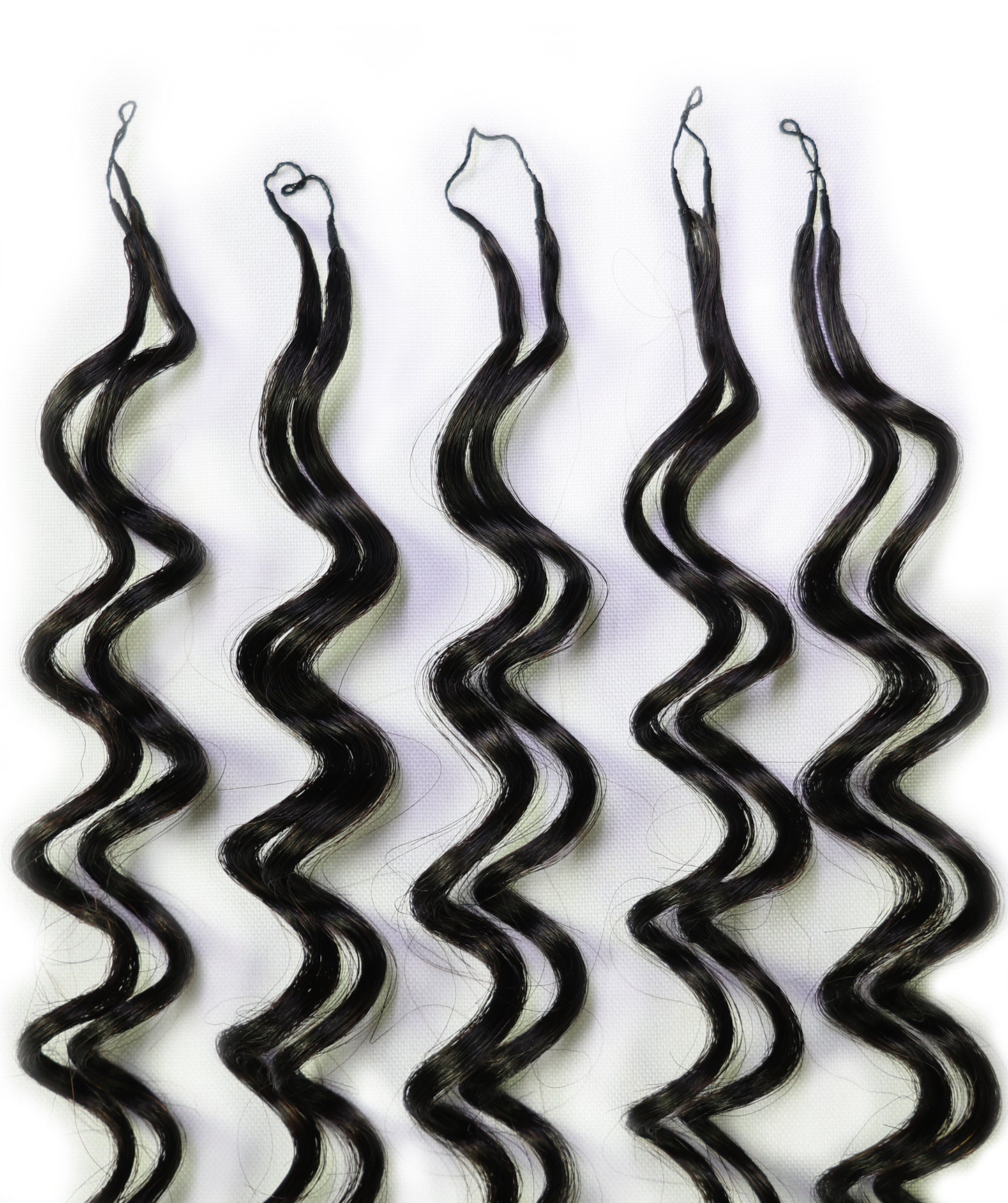 LUXLUXE Deep Wave Real Human Crochet Hair Extensions - Natural & Natural Black 18 & 16 & 14 Inch 50g Knotless Pre Separated Feather Wavy Hairpiece for Women