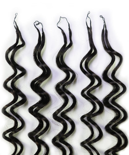 LUXLUXE Deep Wave Real Human Crochet Hair Extensions - Natural & Natural Black 18 & 16 & 14 Inch 50g Knotless Pre Separated Feather Wavy Hairpiece for Women