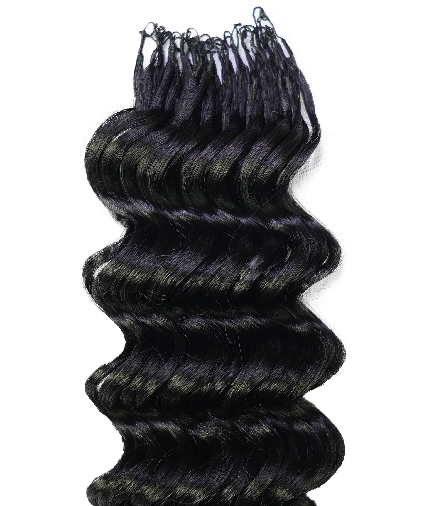 LUXLUXE Deep Wave Real Human Crochet Hair Extensions - Natural & Natural Black 18 & 16 & 14 Inch 50g Knotless Pre Separated Feather Wavy Hairpiece for Women