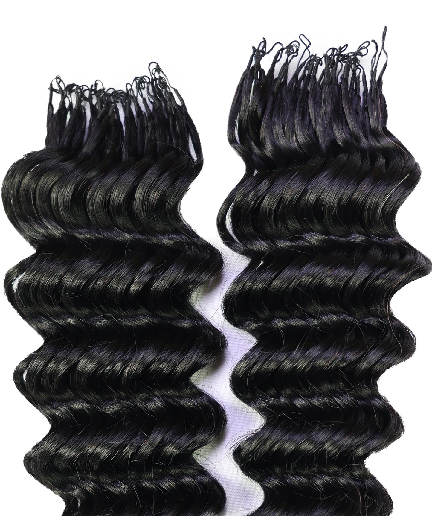 LUXLUXE Deep Wave Real Human Crochet Hair Extensions - Natural & Natural Black 18 & 16 & 14 Inch 50g Knotless Pre Separated Feather Wavy Hairpiece for Women