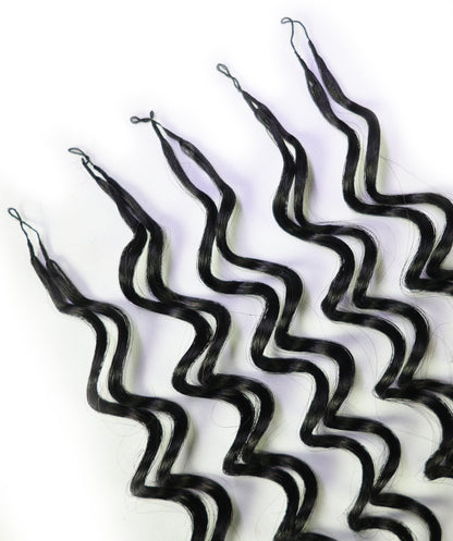 LUXLUXE Deep Wave Real Human Crochet Hair Extensions - Natural & Natural Black 18 & 16 & 14 Inch 50g Knotless Pre Separated Feather Wavy Hairpiece for Women