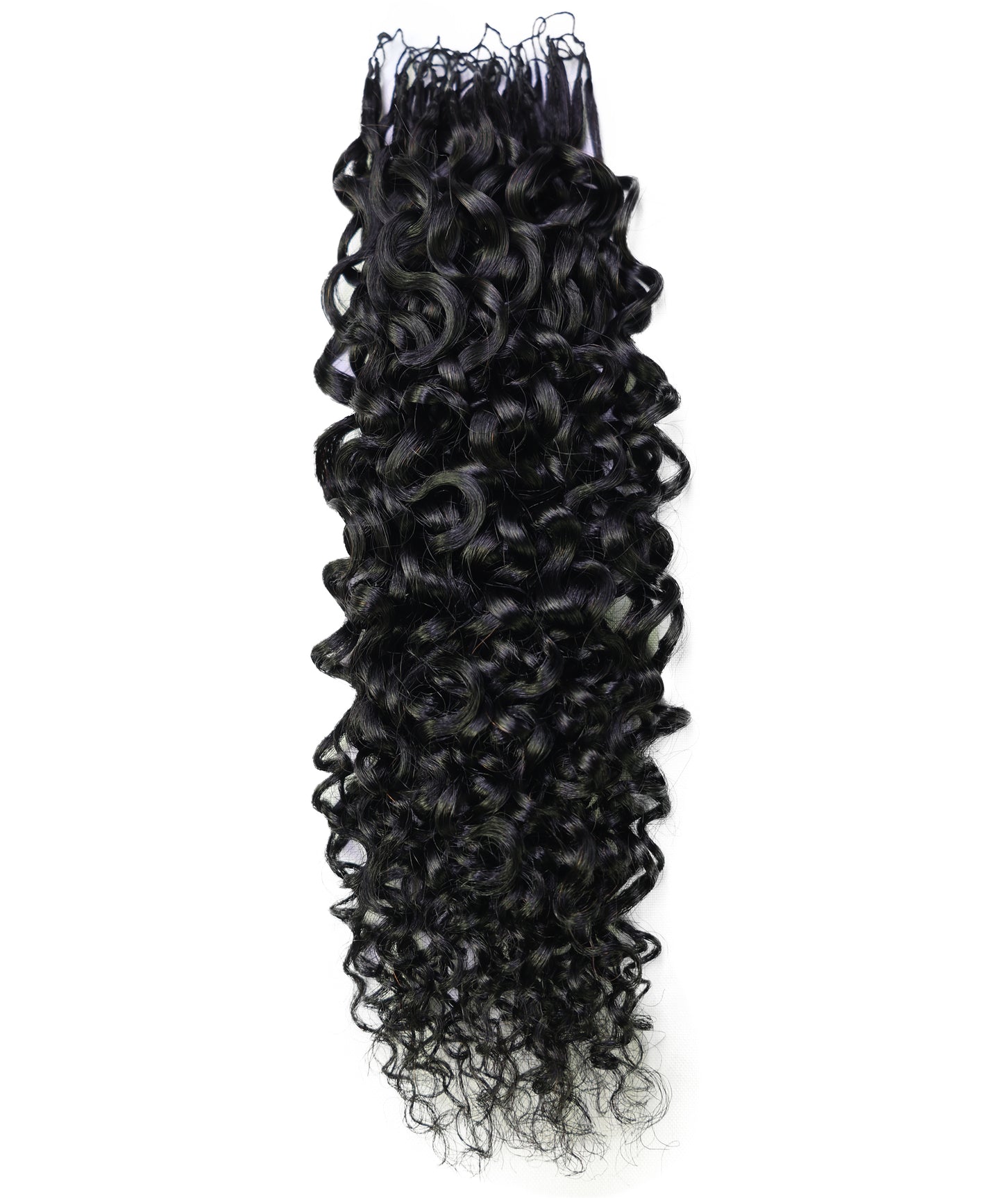 LUXLUXE Burmese Bohemian Real Human Crochet Curly Hair Extensions 40 Strands - Natural  & Natural Black 18 & 16 &14  Inch 50g Knotless Pre Separated Feather Line Lightweight Texture Curls Hairpiece for Women