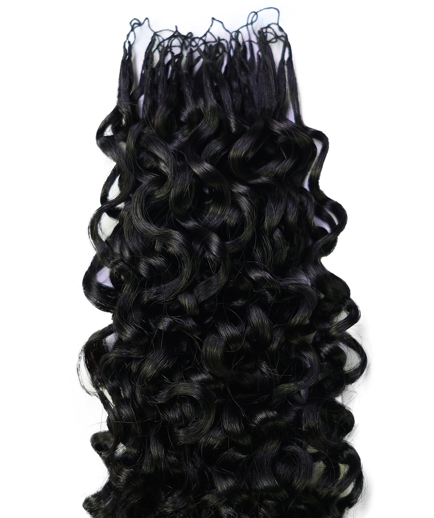 LUXLUXE Burmese Bohemian Real Human Crochet Curly Hair Extensions 40 Strands - Natural  & Natural Black 18 & 16 &14  Inch 50g Knotless Pre Separated Feather Line Lightweight Texture Curls Hairpiece for Women