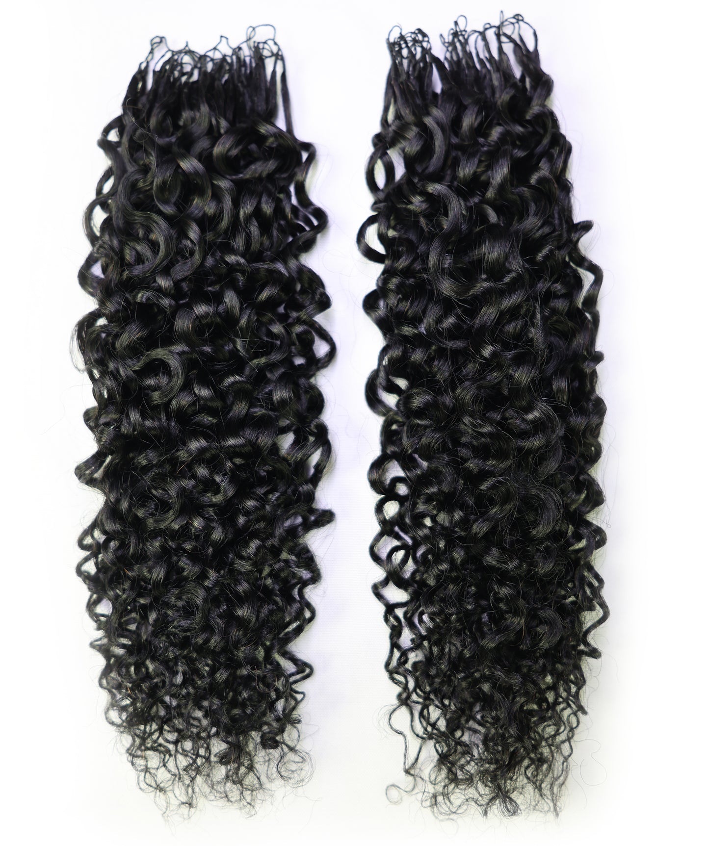 LUXLUXE Burmese Bohemian Real Human Crochet Curly Hair Extensions 40 Strands - Natural  & Natural Black 18 & 16 &14  Inch 50g Knotless Pre Separated Feather Line Lightweight Texture Curls Hairpiece for Women