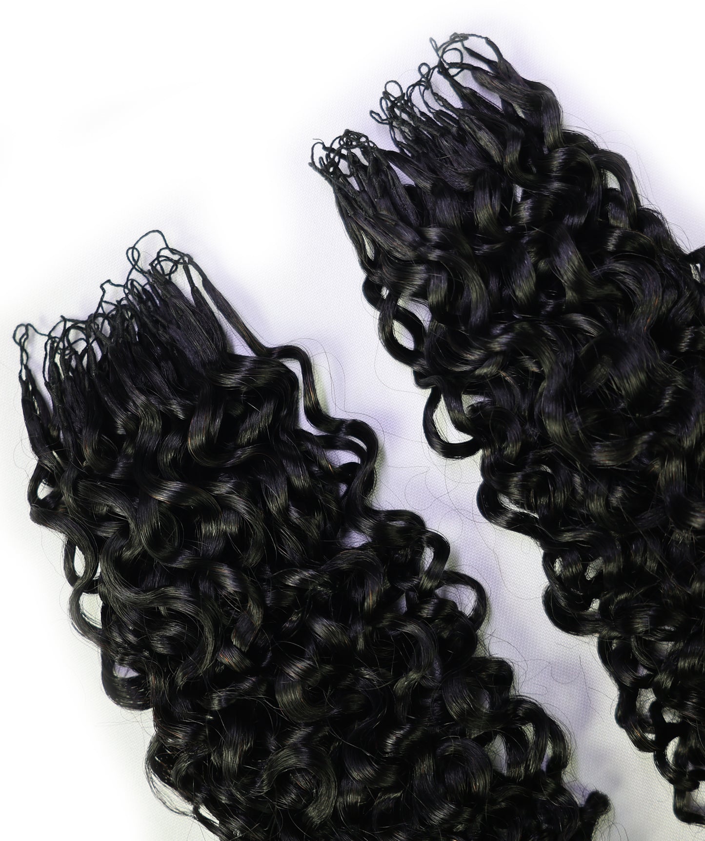 LUXLUXE Burmese Bohemian Real Human Crochet Curly Hair Extensions 40 Strands - Natural  & Natural Black 18 & 16 &14  Inch 50g Knotless Pre Separated Feather Line Lightweight Texture Curls Hairpiece for Women