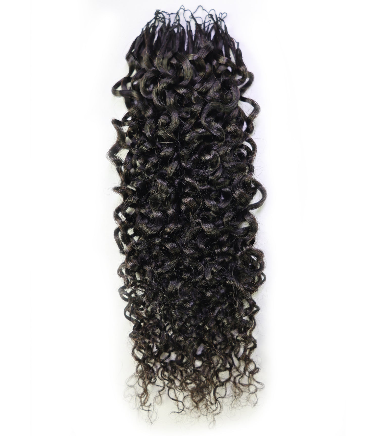 LUXLUXE Burmese Bohemian Real Human Crochet Curly Hair Extensions 40 Strands - Natural  & Natural Black 18 & 16 &14  Inch 50g Knotless Pre Separated Feather Line Lightweight Texture Curls Hairpiece for Women