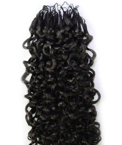 LUXLUXE Burmese Bohemian Real Human Crochet Curly Hair Extensions 40 Strands - Natural  & Natural Black 18 & 16 &14  Inch 50g Knotless Pre Separated Feather Line Lightweight Texture Curls Hairpiece for Women