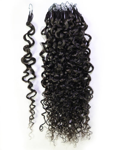 LUXLUXE Burmese Bohemian Real Human Crochet Curly Hair Extensions 40 Strands - Natural  & Natural Black 18 & 16 &14  Inch 50g Knotless Pre Separated Feather Line Lightweight Texture Curls Hairpiece for Women