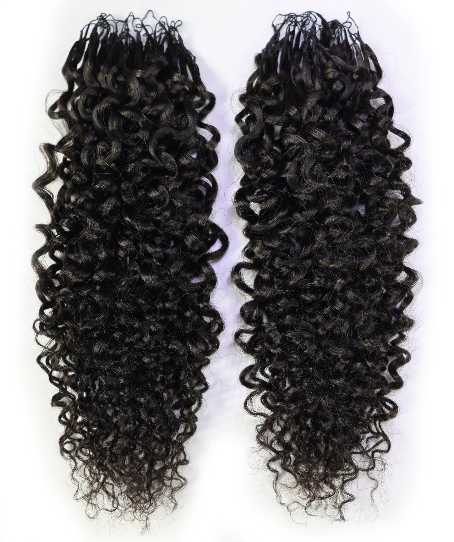 LUXLUXE Burmese Bohemian Real Human Crochet Curly Hair Extensions 40 Strands - Natural  & Natural Black 18 & 16 &14  Inch 50g Knotless Pre Separated Feather Line Lightweight Texture Curls Hairpiece for Women