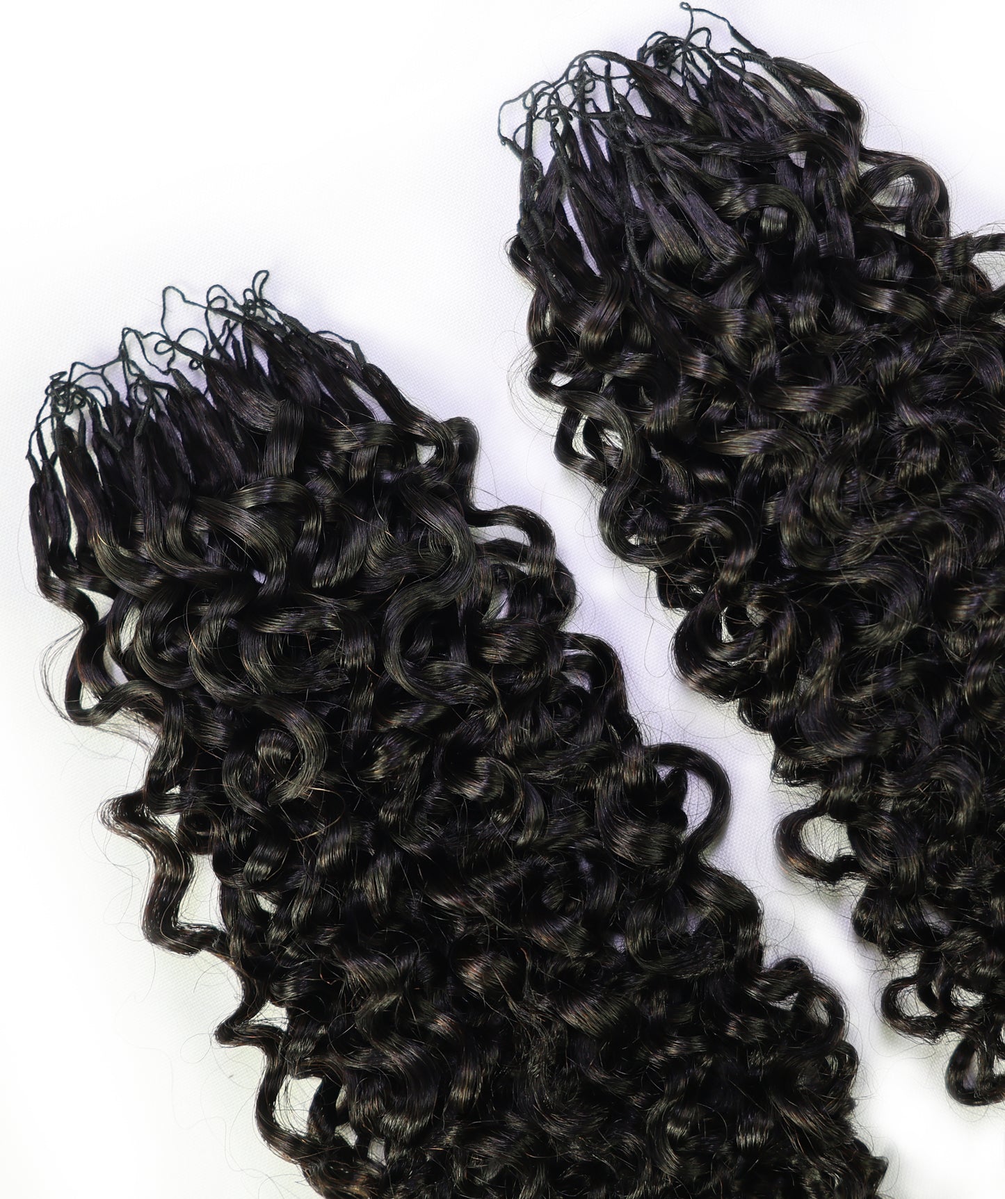 LUXLUXE Burmese Bohemian Real Human Crochet Curly Hair Extensions 40 Strands - Natural  & Natural Black 18 & 16 &14  Inch 50g Knotless Pre Separated Feather Line Lightweight Texture Curls Hairpiece for Women