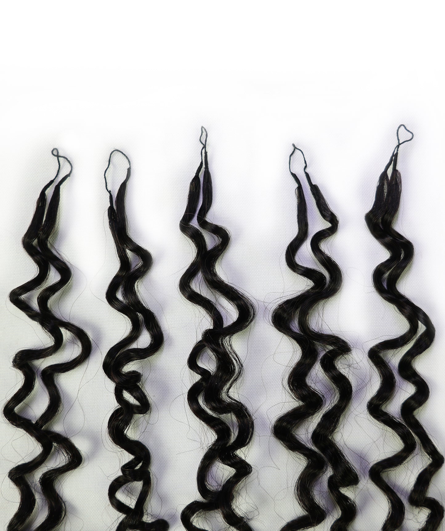 LUXLUXE Burmese Bohemian Real Human Crochet Curly Hair Extensions 40 Strands - Natural  & Natural Black 18 & 16 &14  Inch 50g Knotless Pre Separated Feather Line Lightweight Texture Curls Hairpiece for Women