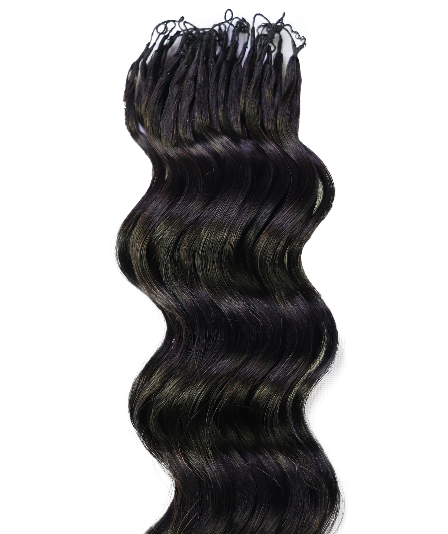 LUXLUXE Loose Deep Real Human Crochet Hair Extensions 40 Strands - Natural & Natural Black 18 & 16 & 14 Inch 50g Knotless Pre Separated Feather Line Lightweight Texture Wavy Hairpiece for Women