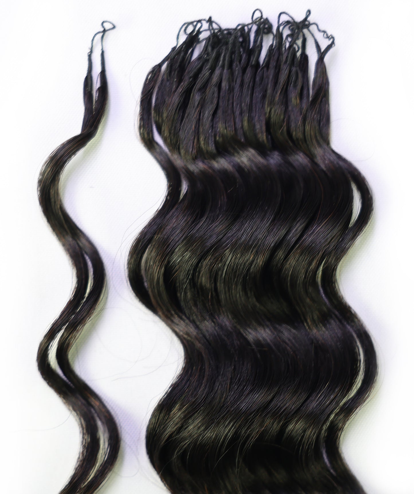 LUXLUXE Loose Deep Real Human Crochet Hair Extensions 40 Strands - Natural & Natural Black 18 & 16 & 14 Inch 50g Knotless Pre Separated Feather Line Lightweight Texture Wavy Hairpiece for Women